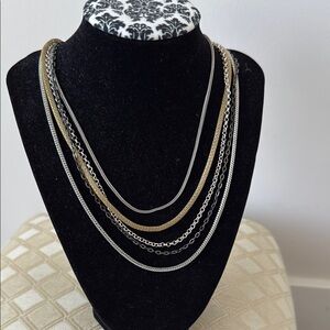 Elegant Gold and Silver Layered Necklace NWOT